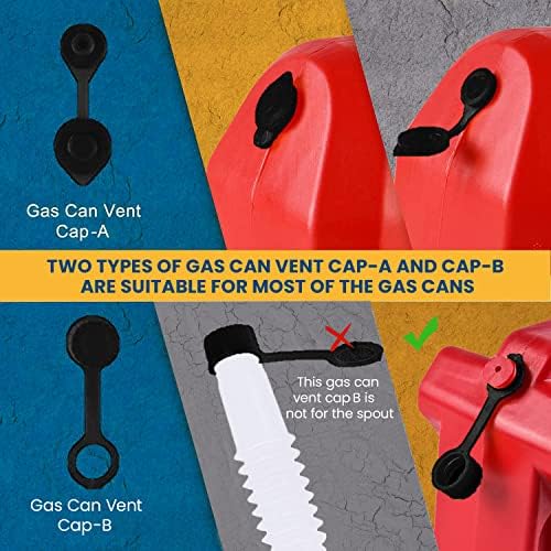 Universal Gas Can Spout Replacement, Gas Can Nozzle with Gasket, Stopper, Collar Caps (Black and Yellow) & gas can vent caps, Pack of 3