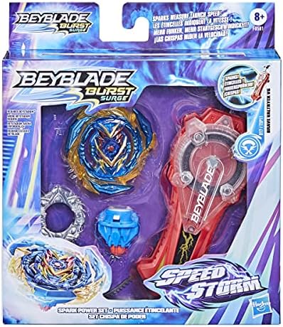 Bey Blade Burst Surge Speedstorm Spark Power Set - Battle Game Set with Sparking Launcher and Right-Spin Battling Top Toy, Red