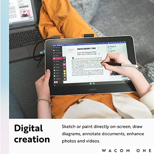Wacom One HD Creative Pen Display, Drawing Tablet with Screen, 13.3" Graphics Monitor, Works with Mac, PC & Chromebook, Photo/Video Editing