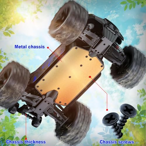 1:14 Scale RC Cars for Adults, 60KPH High Speed RC Truggy, 4X4 Off-Road Remote Control Truck, Waterproof Electric Car with 2S Battery