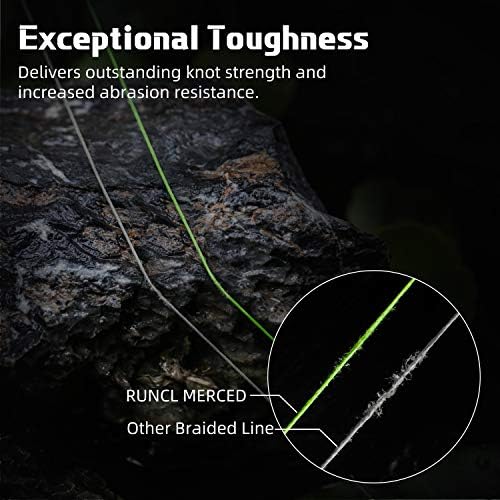RUNCL Braided Fishing Line Merced, 1000 500 300 Yards Braided Line 4 8 Strands, 6-200LB - Proprietary Weaving Tech, Thin-Coating Tech