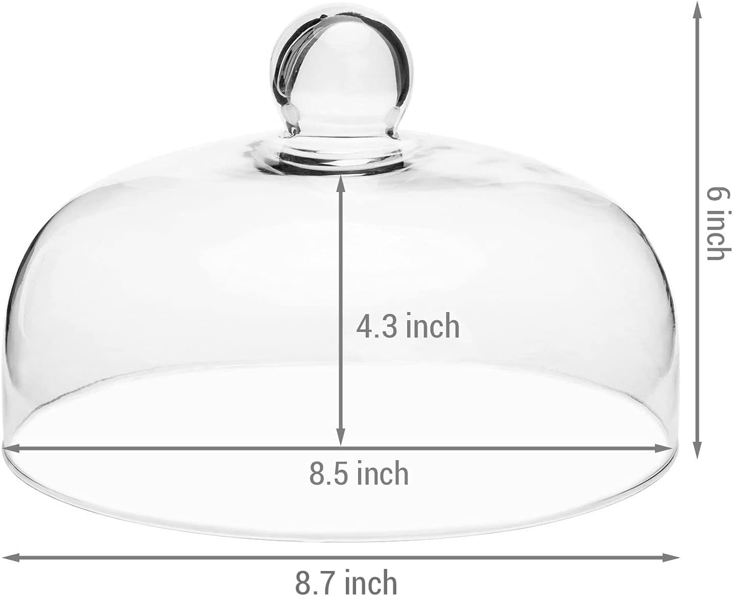 MyGift 8.7 Inch Round Glass Cake Dome Cover Pastry Display Cloche