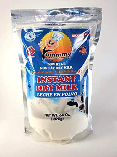 Yummmy 64 oz, Instant Nonfat Skimmed Powdered Dry Milk - Leche en polvo, 64 Oz, Grade A, Kosher Halal Certified, Made in USA