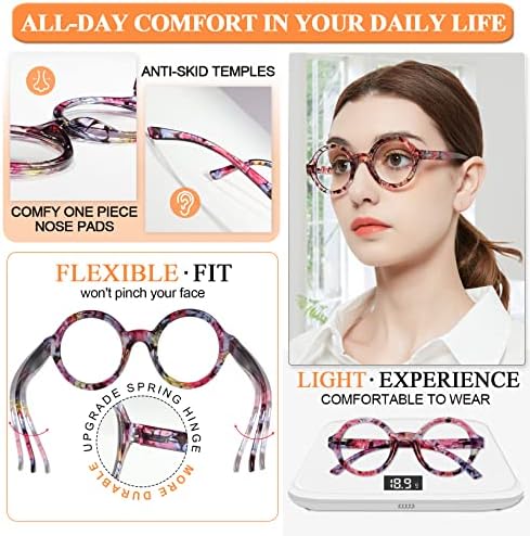 MARE AZZURO Round Reading Glasses 2.5 Women Stylish Readers 0 1.00 1.25 1.50 1.75 2.00 2.25 2.50 2.75 3.00 3.50 4.00 5.00 6.00 (Black 250)