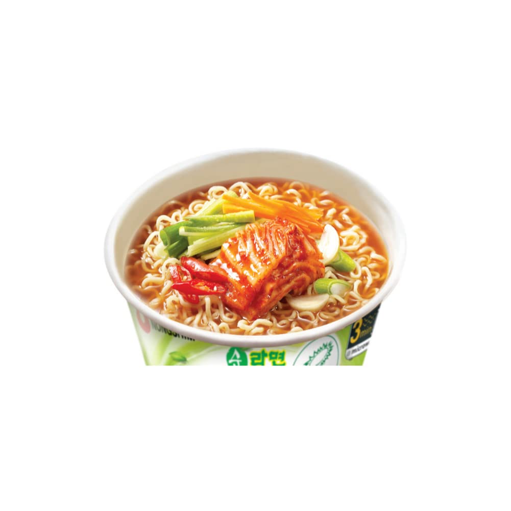 Nongshim Soon Veggie Ramyun Noodles, Signature Korean Instant Ramyun, Vegetable Flavored Broth, Vegan Noodles, Quick & Easy, Microwaveable Cup, 2.64 oz (Pack of 6)