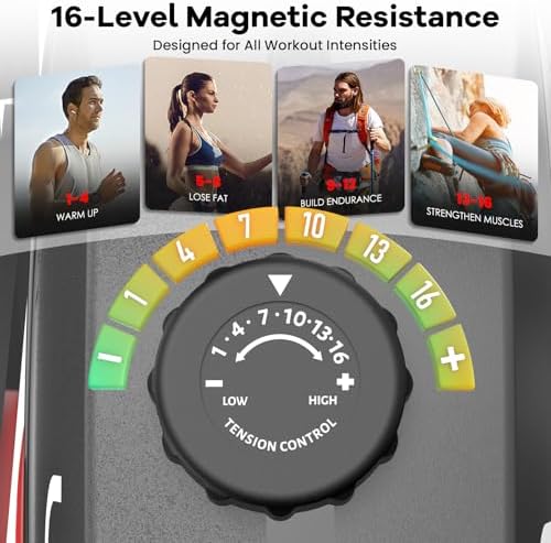 Recumbent Exercise Bike for Home, Stationary Bike with Arm Exerciser | 16-Level Magnetic Resistance, 450LBS Capacity, Bluetooth App, LCD Monitor