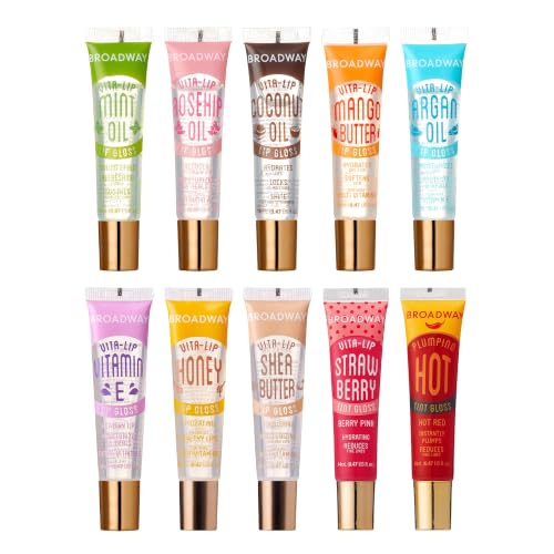 Ruby Kisses Broadway Vita-Lip Clear Lip Gloss (8 Pack), Ultra-Hydrating & Soothing Formula with Vitamins