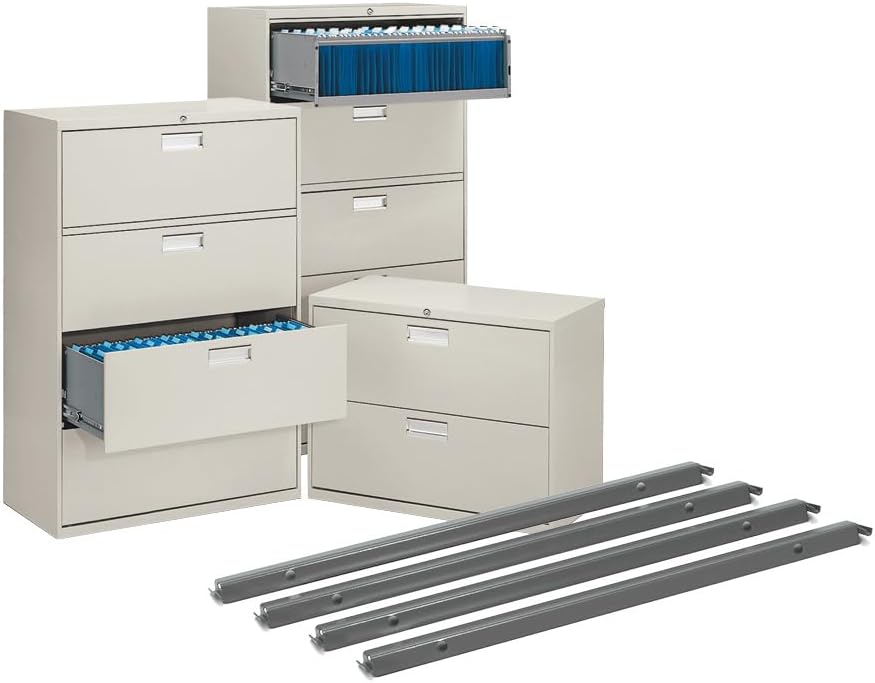 HON File Cabinet Rails for Hanging Files 4-Pack Front-to-Back Metal Hanging File Rails for Lateral Filing Cabinets - Side by Side Drawer File Bars