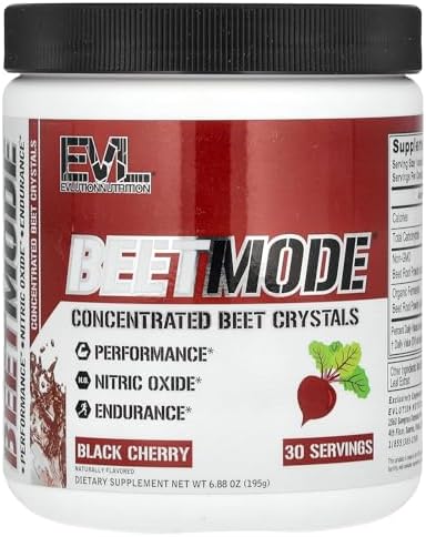 EVL BeetMode Beet Root Nitric Oxide Powder, Black Cherry - 30 Servings