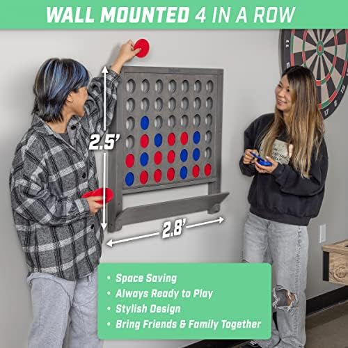 GoSports Wall Mounted Giant 4 in a Row Game - Jumbo 4 Connect Family Fun with Coins