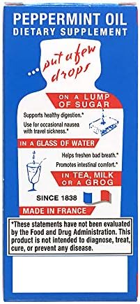 Ricqles Peppermint Oil Dietary Supplement (Supports Healthy Digestion, Intestinal Comfort) (1.69 fl. oz) (1 Bottle) (Product of France).