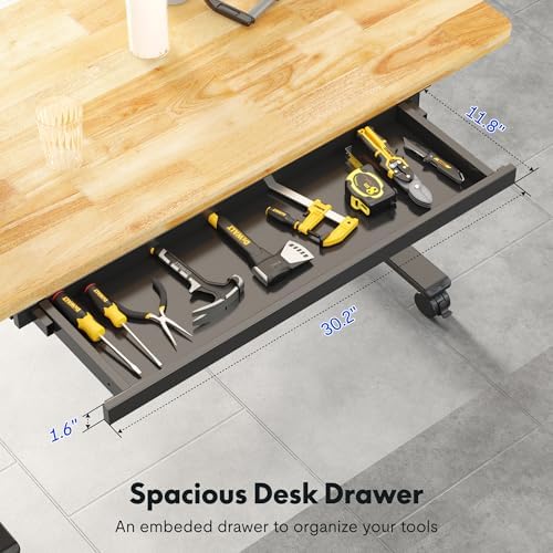 FLEXISPOT Adjustable Height Workbench 47.2" x 23.6" Garage Work Table with Hand Crank