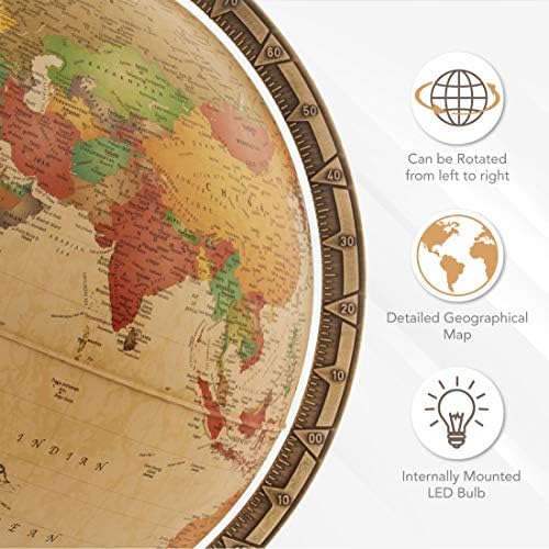 Waypoint Geographic Light Up Globe - Lugano 12” Desk Decorative Illuminated Globe with Stand and Blue Ocean, Up to Date