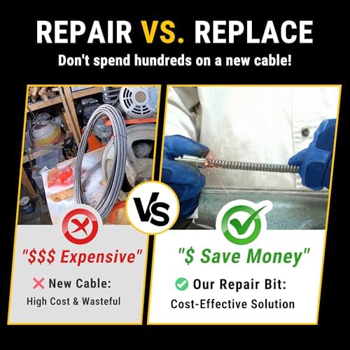Drain Cable Repair End Bit – Compatible with K-380 & K-400 Drain Cleaning Machines, Fits 3/8" x 25', 50'