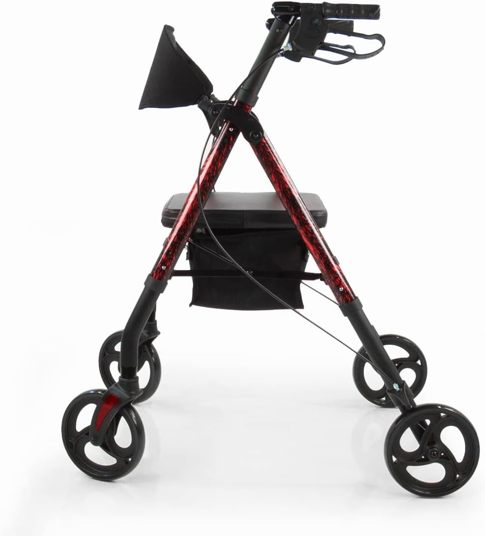 Lifestyle Mobility Aids Royal Deluxe Universal Aluminum 4 Wheel Rollators (Laser Red)