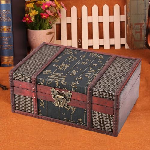 9.1x6.3x3.9 in Vintage Box Treasure Wooden Box Jewelry Boxes | Chinese Vintage Box for Storing Books Bibles Documents Jewelry