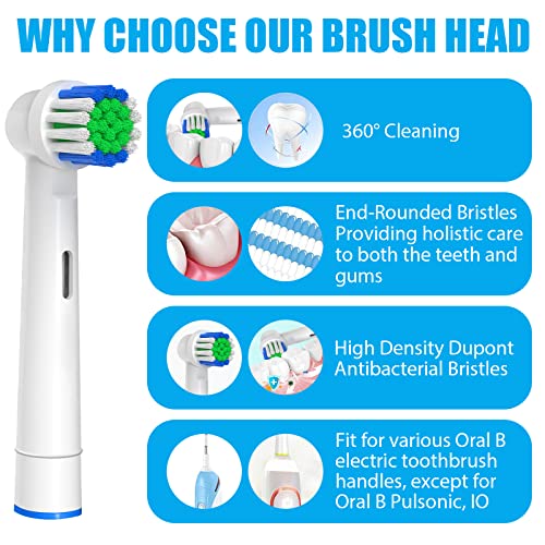 Replacement Toothbrush Heads Compatible with Oral B Braun, 12 Pcs | Professional Electric Toothbrush Brush Heads, Compatible with Oral B Replacement Heads Refill, 7000/Pro 1000/9600/500/3000