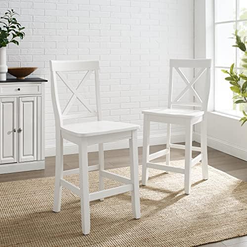 Crosley Furniture X-Back Wood Bar Stools Set of 2, Black, 30-inch