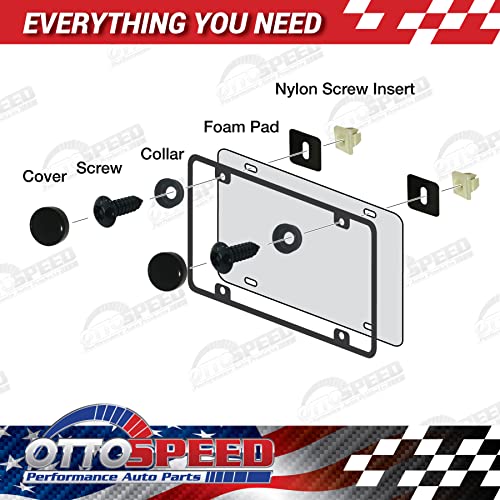 OttoSpeed Anti-Theft Security Screws for License Plate - Rustproof Fastener with Theft-Proof Black Stainless Steel Screws, Nylon Screw Inserts
