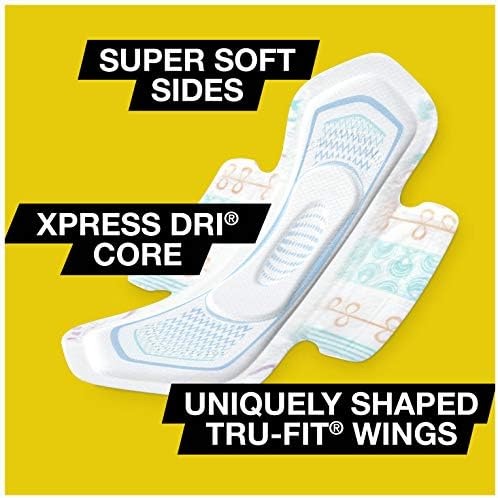 U by Kotex CleanWear Ultra Thin Feminine Pads with Wings, Regular, Fragrance-Free, 50 Count