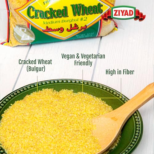 Ziyad Cracked Bulgur Wheat | Medium #2, 32oz | Fiber-Rich Whole Grain | Nutty Flavor, Chewy Texture | Great in Tabbouleh, Kibbeh, Soups
