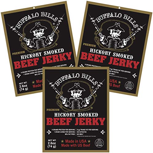 Buffalo Bills 16 Oz Hickory Smoked Premium Beef Jerky Pieces in Random Size | Selling Beef Jerky Nationwide Since 1990, Made In The USA, 100% US Beef, Marinated In Soy Sauce, Garlic, And Black Pepper
