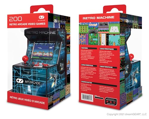 My Arcade Retro Machine Playable Mini Arcade: 200 Retro Style Games Built In, 5.75 Inch Tall, Powered by AA Batteries, 2.5 Inch Color Display, Speaker