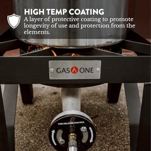 GasOne 200K BTU Propane Burner – Heavy-Duty Propane Stove – Outdoor Burner with Adjustable 0-20Psi Regulator and Steel Braided Hose – Ideal