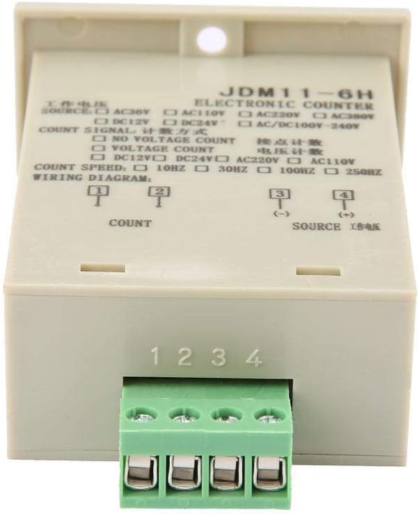 Hilitand 6 Digit Electronic Counter, JDM11-6H, Black, DC 12V/24V/36V