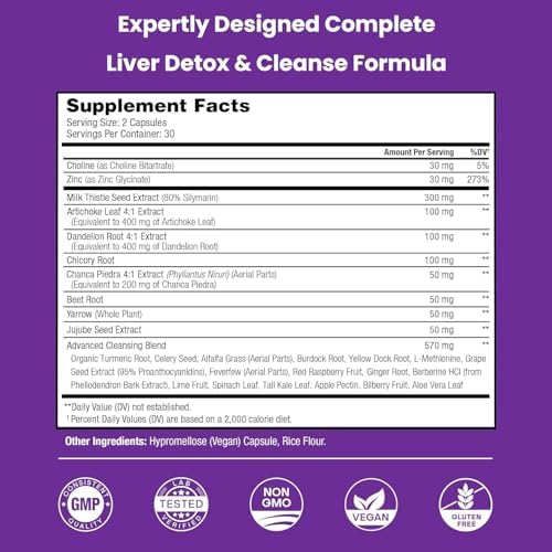 NutraChamps Liver Cleanse Detox & Repair Formula, 20+ Herbs: Milk Thistle Extract with Silymarin, Artichoke, Dandelion, Chicory Root Powder
