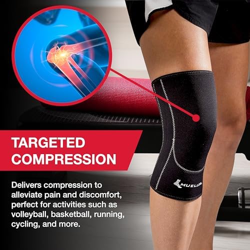 Mueller Sports Medicine Closed Patella Knee Sleeve, Knee Pain Relief Support for Men and Women, Ideal for Arthritis, Sprains, Black