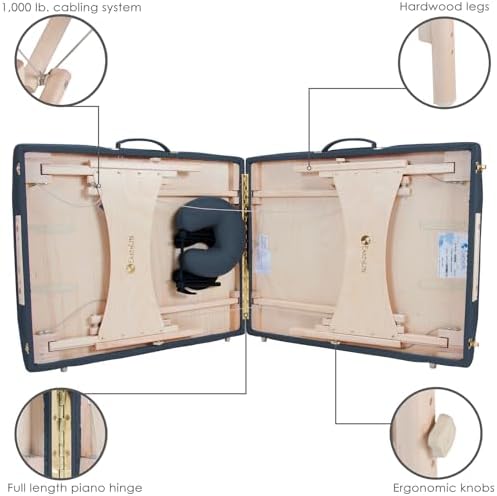 EarthLite Harmony DX Portable Massage Table Package, Includes Table + Face Cradle + Carrying Case, 30" x 73, Black