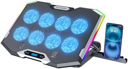 ICE COOREL Gaming Laptop Cooling Pad 15-17.3 Inch, Laptop Fan with 6 RGB Cooling Fans, Laptop Cooling Stand with 6 Height Adjustable