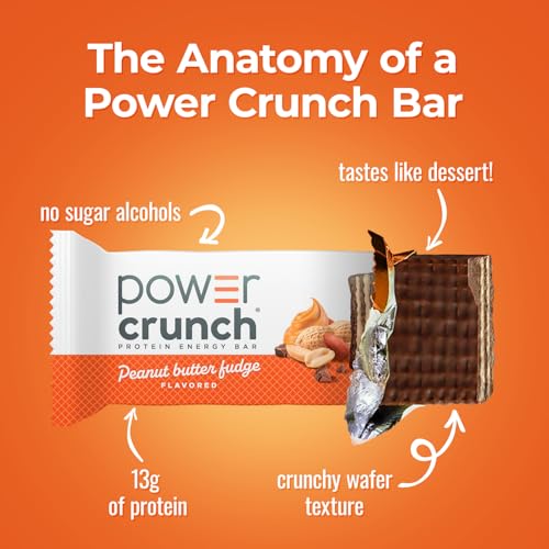 Power Crunch Protein Energy Wafer Bars, Peanut Butter Fudge, 1.4 Ounce (12 Count)