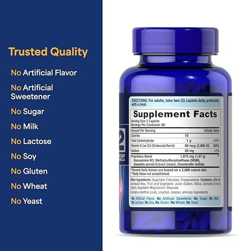 Puritan's Pride Advanced Glucosamine Chondroitin MSM with Vitamin D3 50mcg