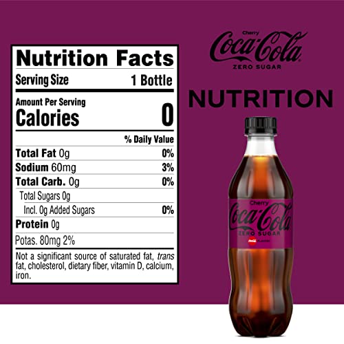 Coca-Cola Zero Sugar Cherry Soda Soft Drink Bottles, 16.9 fl oz, 6 Pack