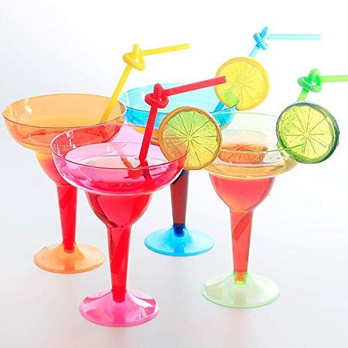 supernal 36pcs Neon Plastic Margarita Glasses Bulk