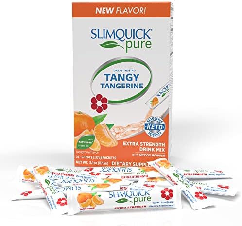 Slimquick Pure 3x Extra Strength Mixed Berry Drink Mix for Women to Help Achieve Weight Goals, Helps Metabolism, Keeps Full for Longer with Green Tea, Caffeine, Chaste Tree, Rhodiola Extract, 26 Count