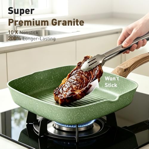 MAISON ARTS 30 Piece Pots and Pans Set, Kitchen Cookware Sets Non Stick | Induction Compatible, PFOA & PFOS Free, Bakeware Sets with Baking Tray, Frying Pan and Saucepan, Green