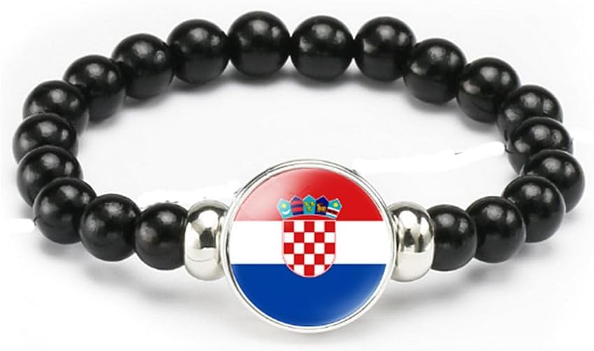 vmcoatdu National Flag Bracelet Elastic Rope Beaded Bracelet Support Your Country Travel Souvenir Gifts for Men Women