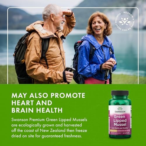 Swanson Green Lipped Mussel (Freeze-Dried) (500mg Each, 60 Capsules) | New Zealand Joint Health and Mobility Supplement, Natural Formula May Support Heart Health and Digestive Function