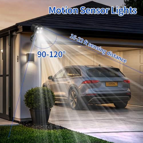 Battery Powered Outdoor Motion Sensor Light, 600LM 6000K Waterproof Wide-Angle Detection Auto On/Off LED Security Light for Garage, Yard, Front Door
