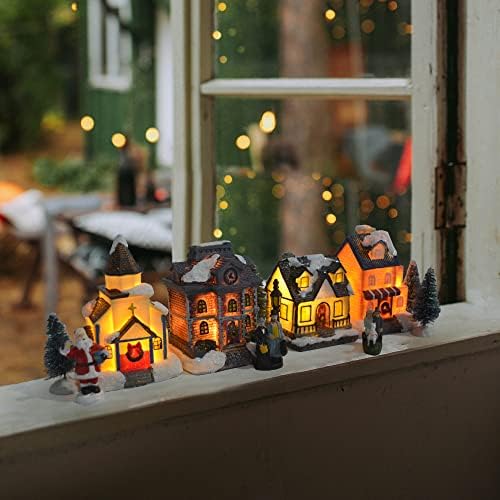 Christmas Village Sets with LED Lights and Figurines Indoor Decor