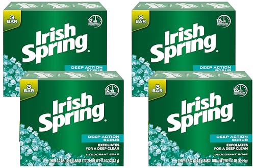 Irish Spring Deep Action Smoothening,Moisturizing,Exfoliating Scrub Bar Soap 3 Pack