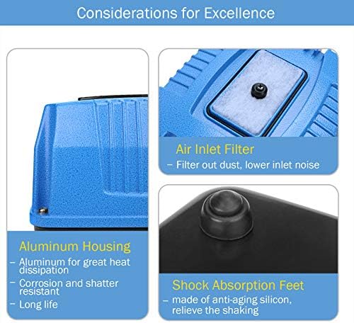 AquaMiracle Linear Air Pump AP-40/AP-60/AP-80/AP-160 for Pond Aeration, Septic, Hydroponic, 635/950/1350/2550GPH, Pond, Waste Treatment, Aquarium
