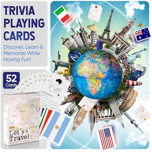 SMART WALLABY 9" Illuminated Educational Kids World Globe + STEM Flags & Countries Interactive Card Game. 3 in 1 Children Desktop Spinning Earth