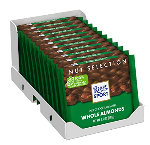 Ritter Sport Chocolate Bars with Nuts (Dark Chocolate with Hazelnuts, 3.5 Ounce (Pack of 10))
