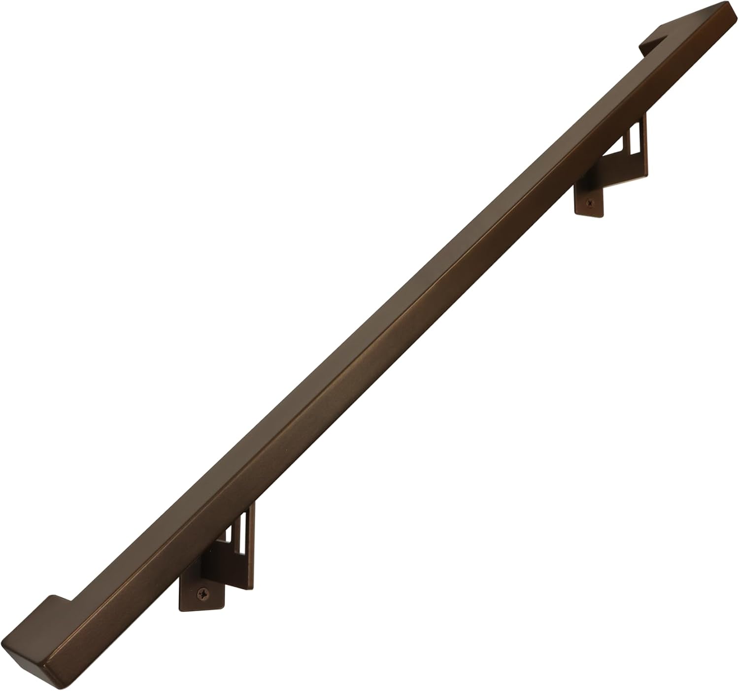 Modern Aluminum Handrail Grab Bar Kit, Adjustable Steel Brackets Included, Returns to Wall, Powder Coated Finish (Black, 4 Foot Handrail Set)