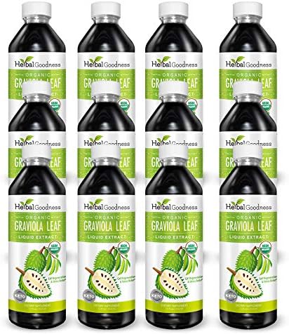 Herbal Goodness Soursop Graviola Liquid Drops Extract, Bitters 12Fl Oz | 15X Strength Organic Guanábana Hoja, Soursop Leaves Extract for Gut Health, Cell & Immune Support, Vegan, Non-GMO