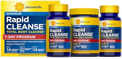 Renew Life Rapid Total Body Cleanse | 7 Day Program | Supports Regularity | Advanced Formula | Vegetarian, Dairy, and Gluten Free Supplement